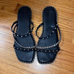 Black Rhinestone Studded Sandal